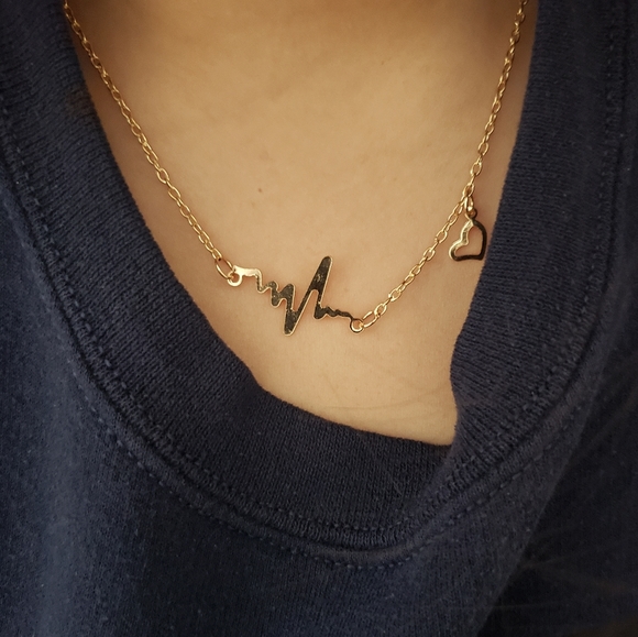 Jewelry - 3/$21 Heartbeat Lifeline Gold Necklace